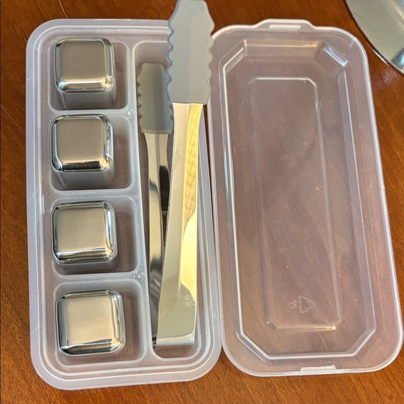 Stainless Steel Ice Cubes with Tongs - Picture 1 of 3